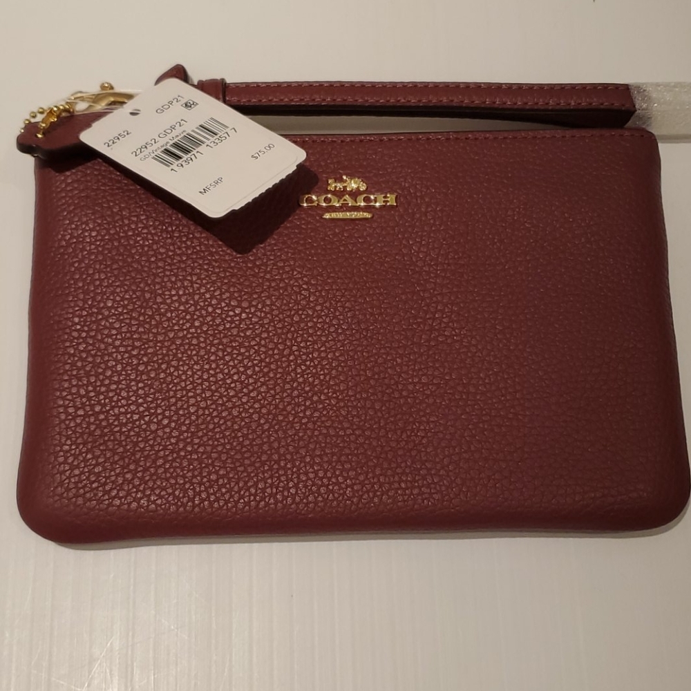 Coach NWT Polished Pebble Leather Wristlet - Picture 2 of 5